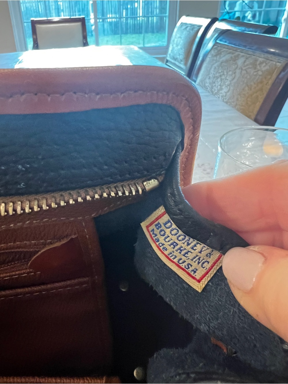 Vintage Dooney & Bourke All Weather Leather Black British Tan Satchel Crossbody - Picture 13 of 16